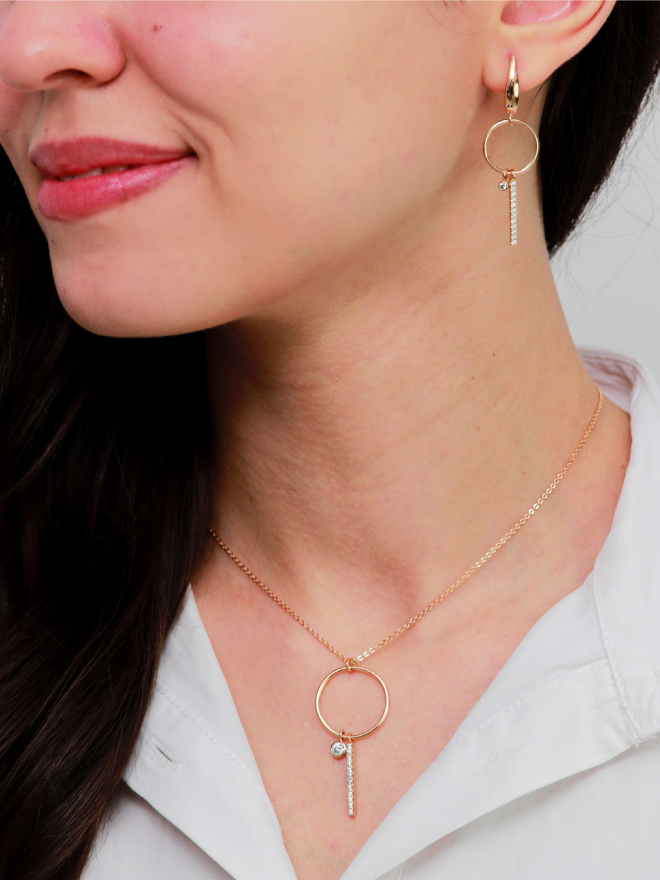 Ensemble Collier Lasso et Boucles d'Oreilles Pendantes