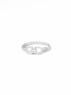 Bague Argentée Maillons Sertie de Zircons