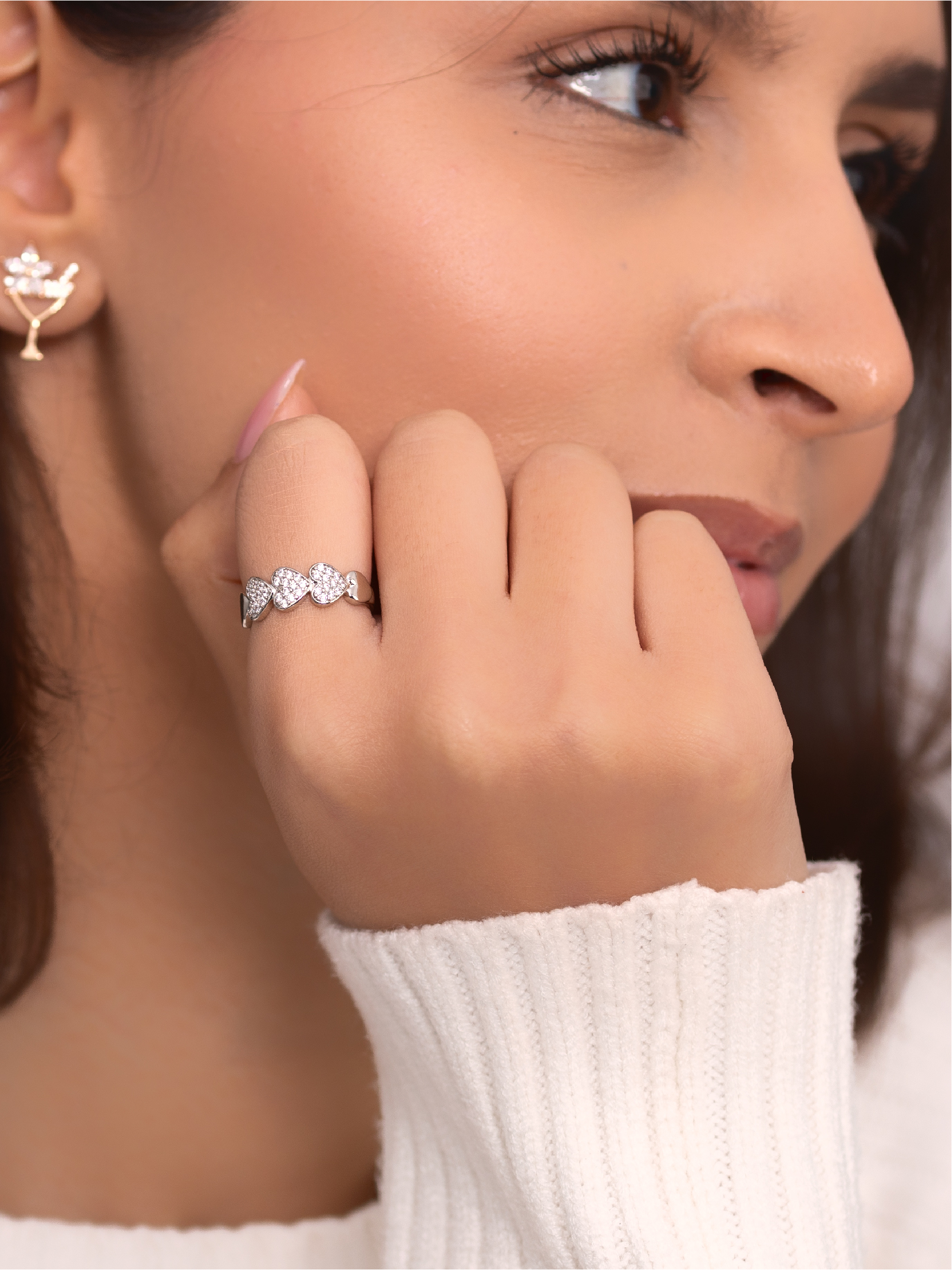 Bague Cœurs en zircon