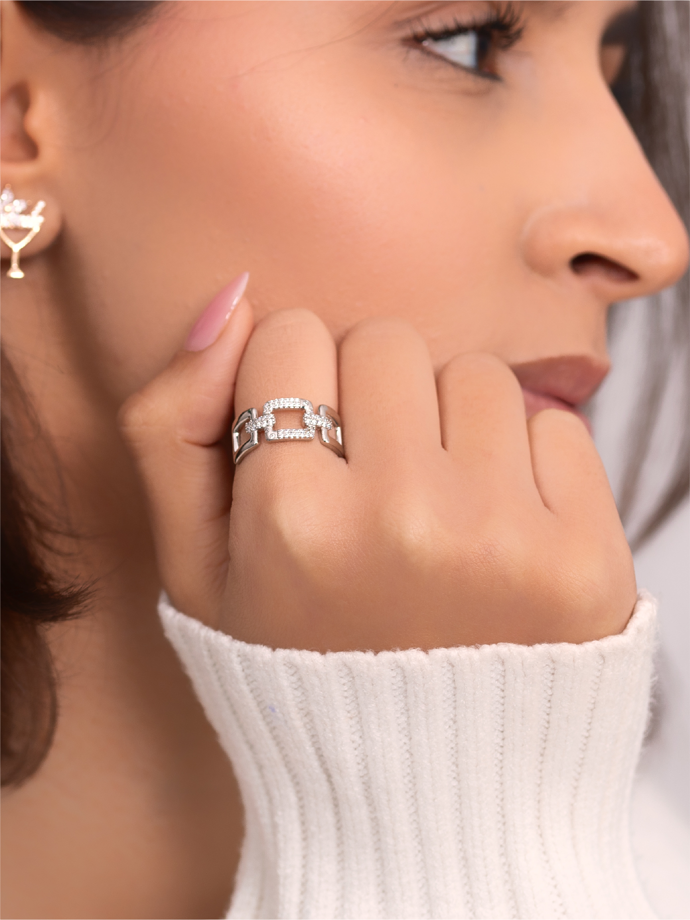 Bague Triple chaines en zircon