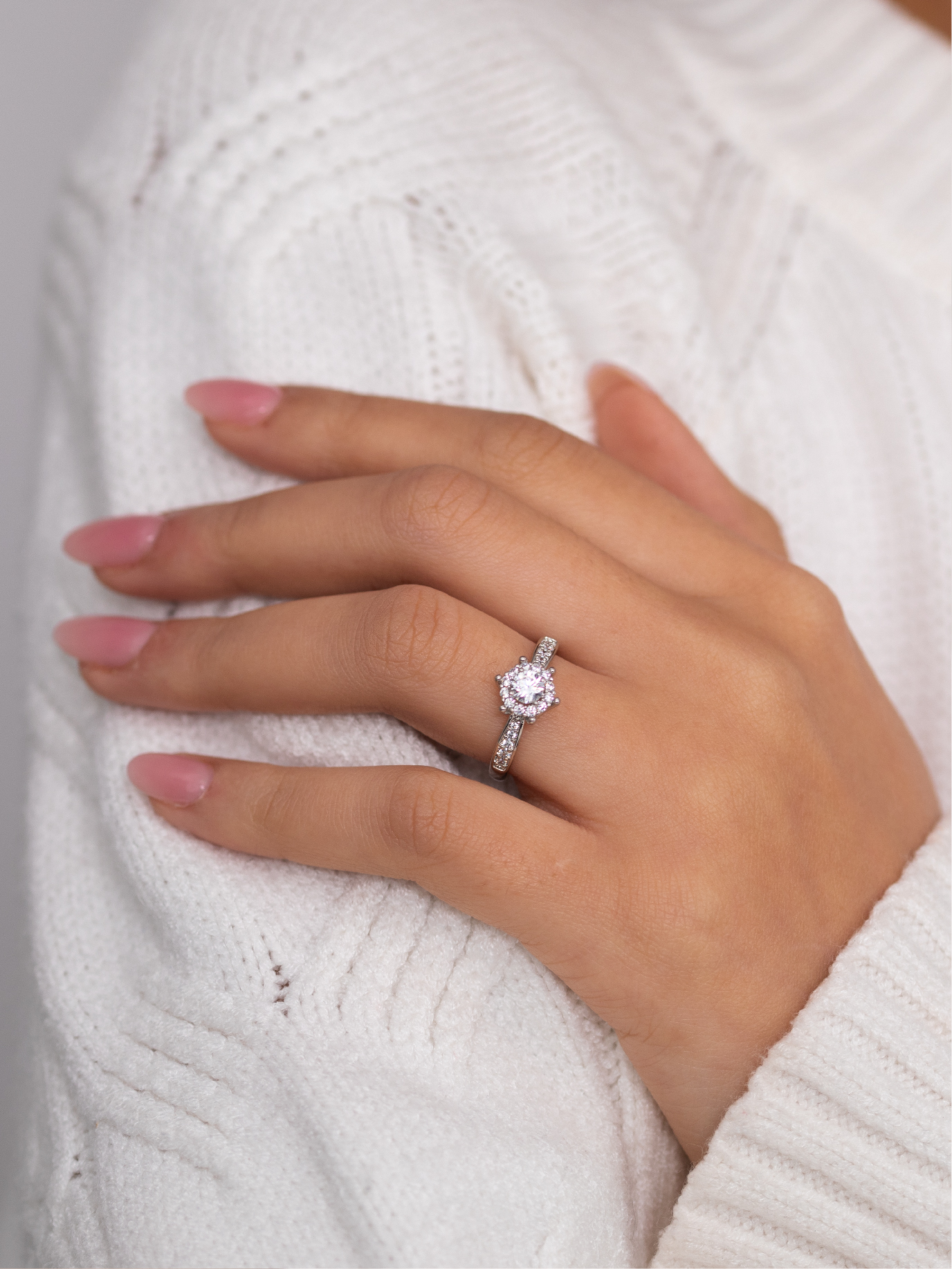 Bague Solitaire Princesse Argentée