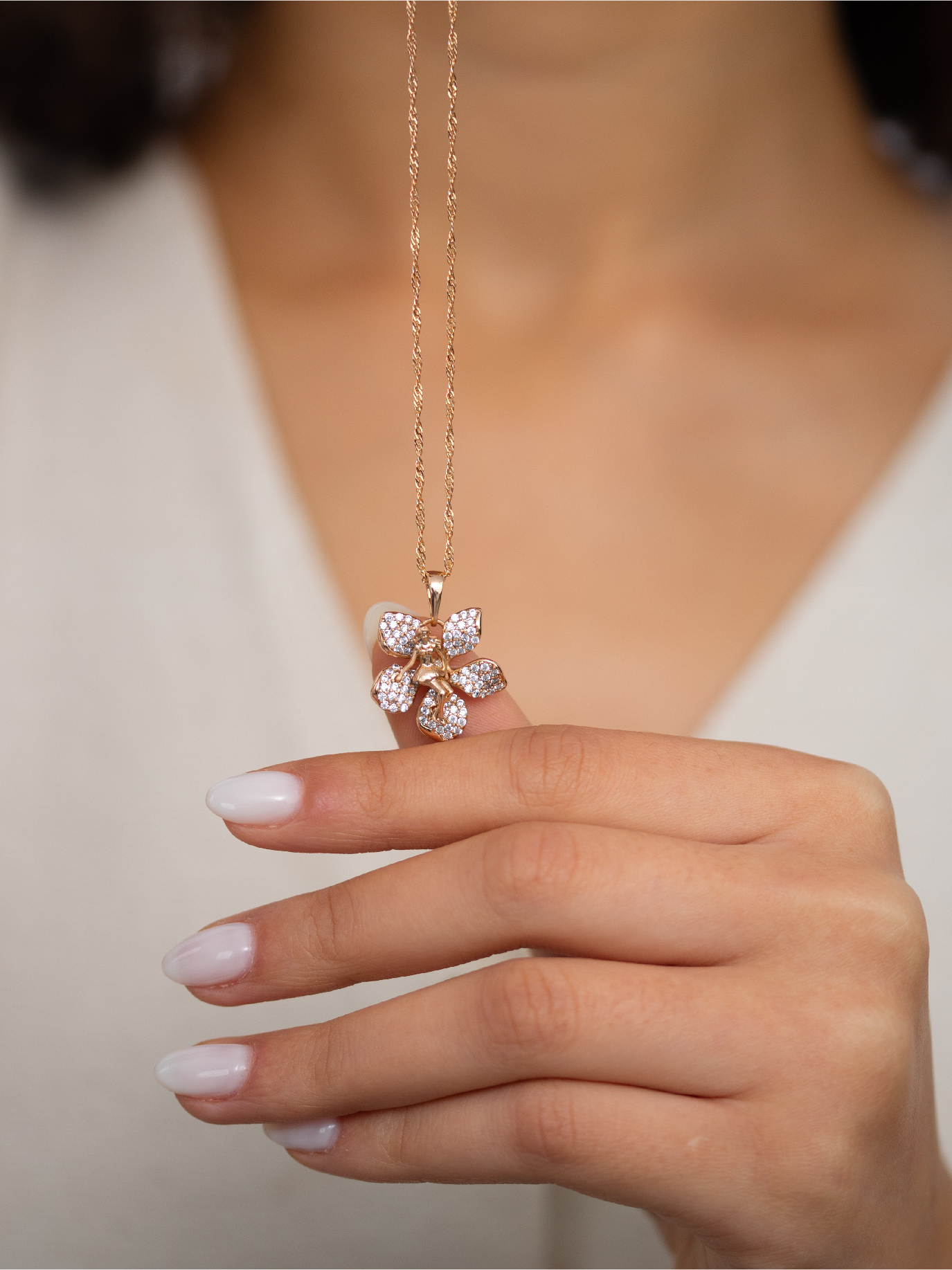 collier fantaisie fée en zircon