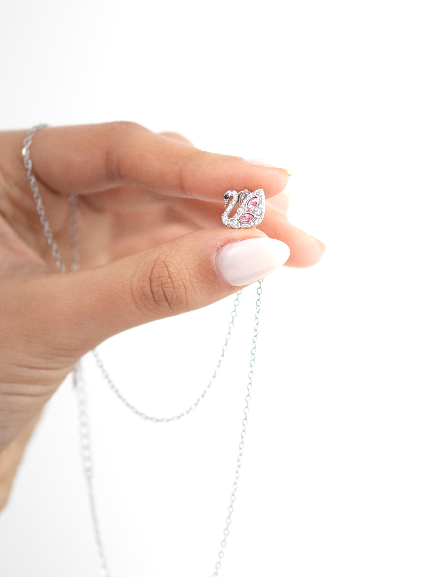 Collier Cygne Élégance Argent & Cristaux Roses