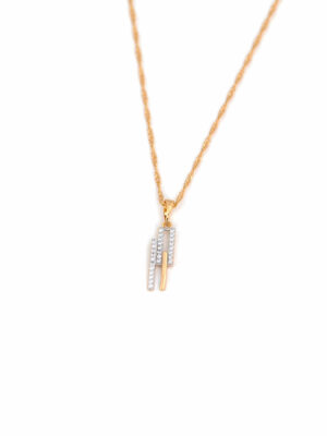 Collier en Barres Dorées Pavées de Zircons