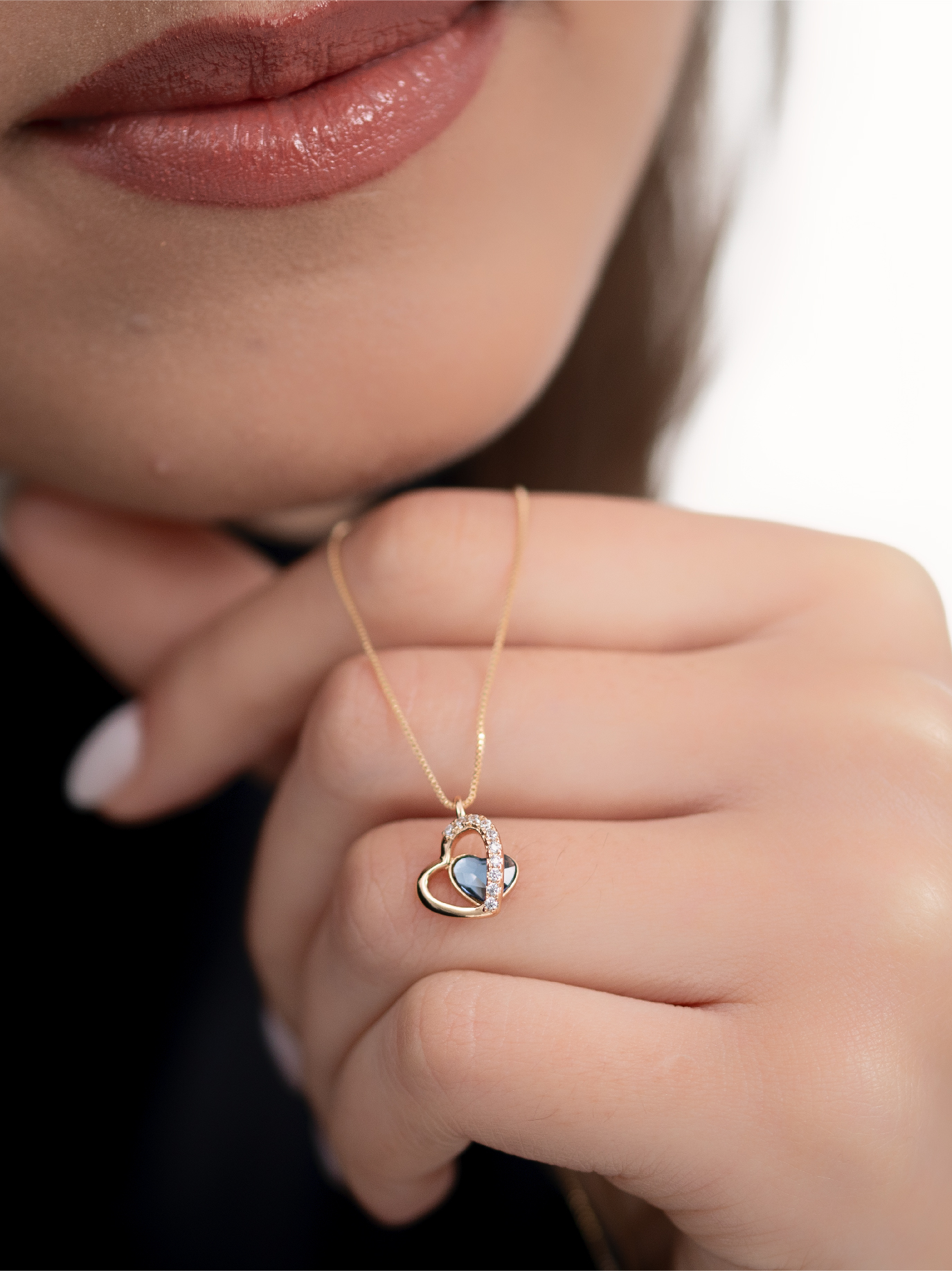 Collier Cœur Bleu & Éclat Doré