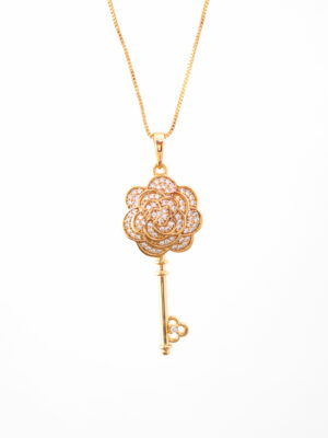 Collier Clé Fleur Dorée – Hypoallergénique