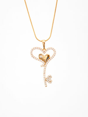 Collier Clé du Cœur Doré- Hypoallergénique