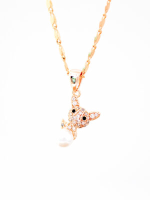 Collier Chat avec Strass et Perle – Bijou Enfant Hypoallergénique