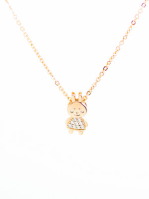 Collier Lapin Doré en Zircon – Bijou Enfant Hypoallergénique