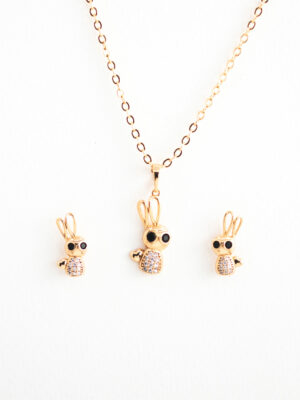Parure Lapin en Zircon - Bijou Enfant Hypoallergénique