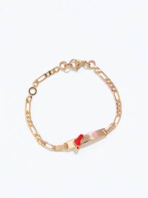 Bracelet Bébé Doré Empreinte Rouge – Hypoallergénique & Personnalisable