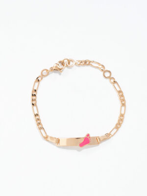 Bracelet Bébé Doré Empreinte Rose – Hypoallergénique & Personnalisable