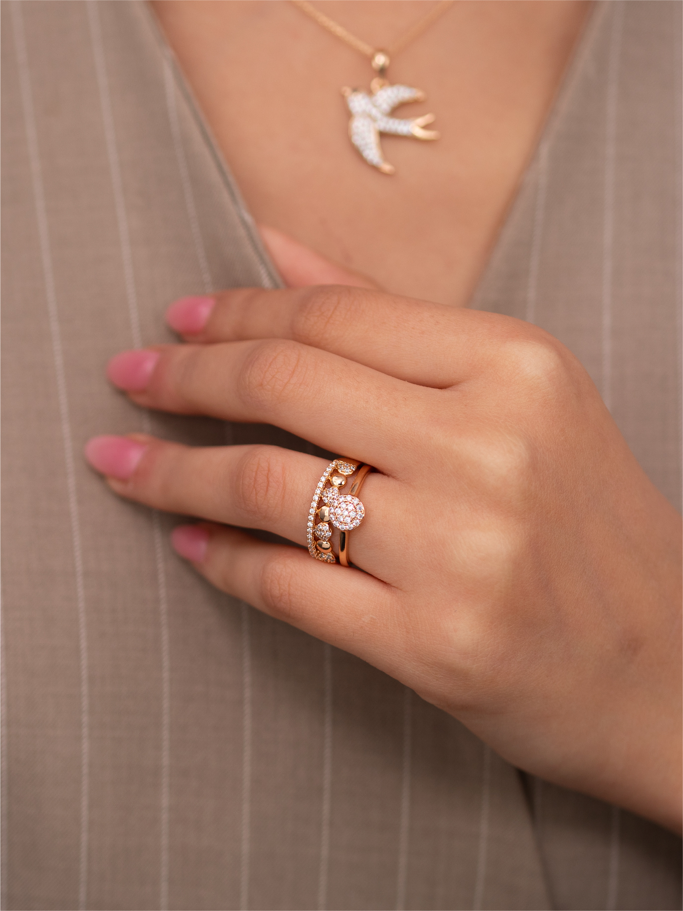 Duo de Bagues de Mariage en Zircons