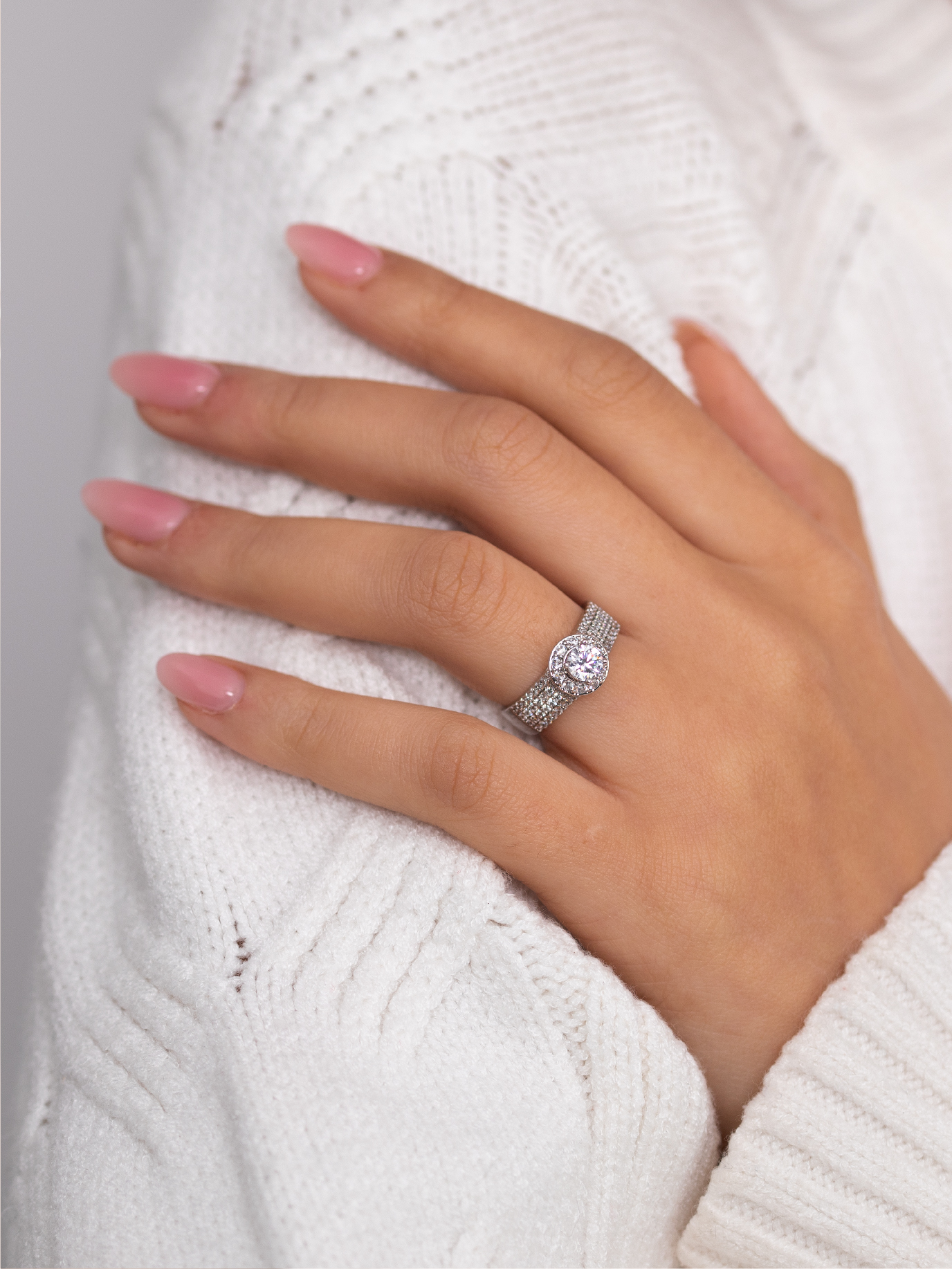 Bague de Fiançailles Argent en Zircons