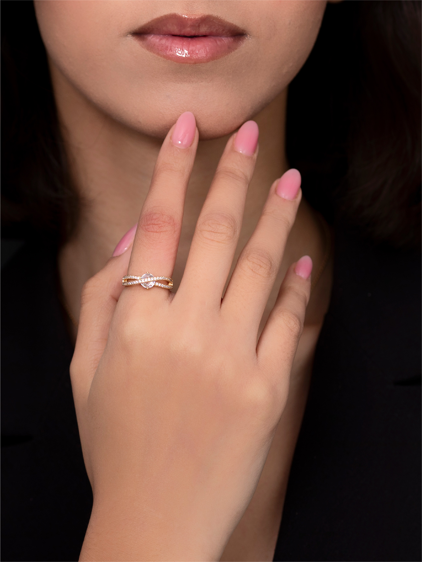 Bague de Fiançailles Dorée – Zircon Marquise