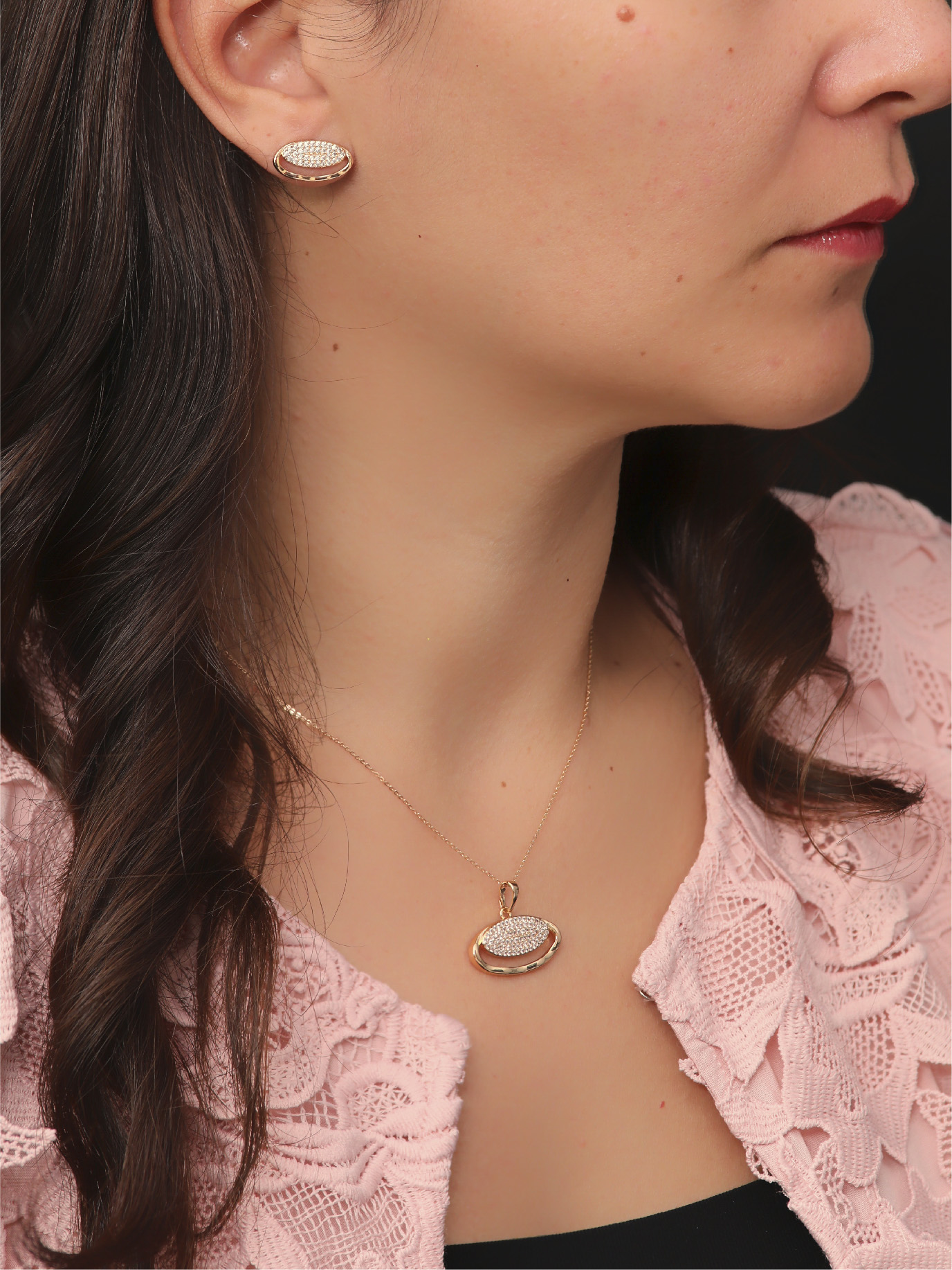 Parure Femme Dorée Ovale