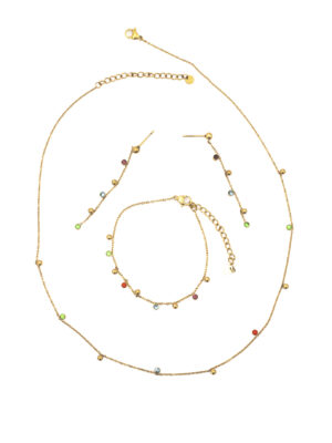 Parure Femme Dorée Pierres Colorées