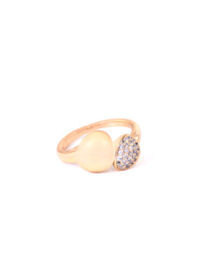 Bague Femme Raffinée – Perle Nacrée et Ovale Pavé