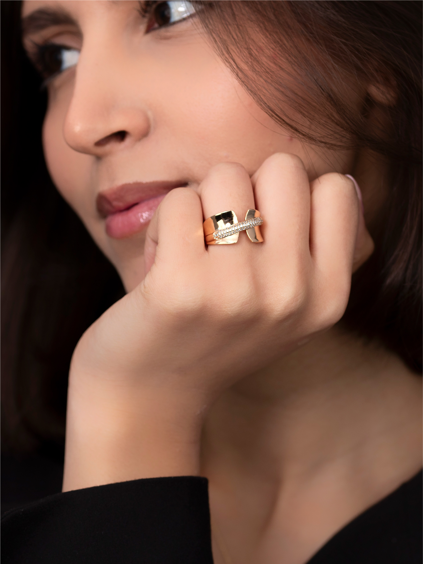 Bague Dorée Ruban Croisé