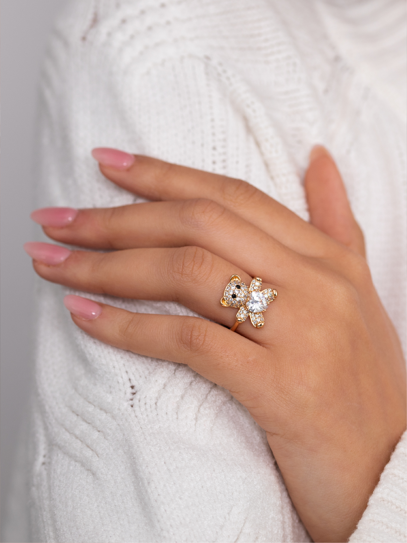 Bague Ourson Cœur Étincelant