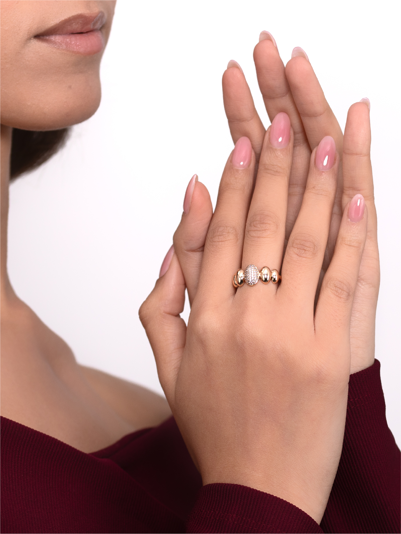 Bague Femme Chic – Perle Nacrée Centrale Pavée