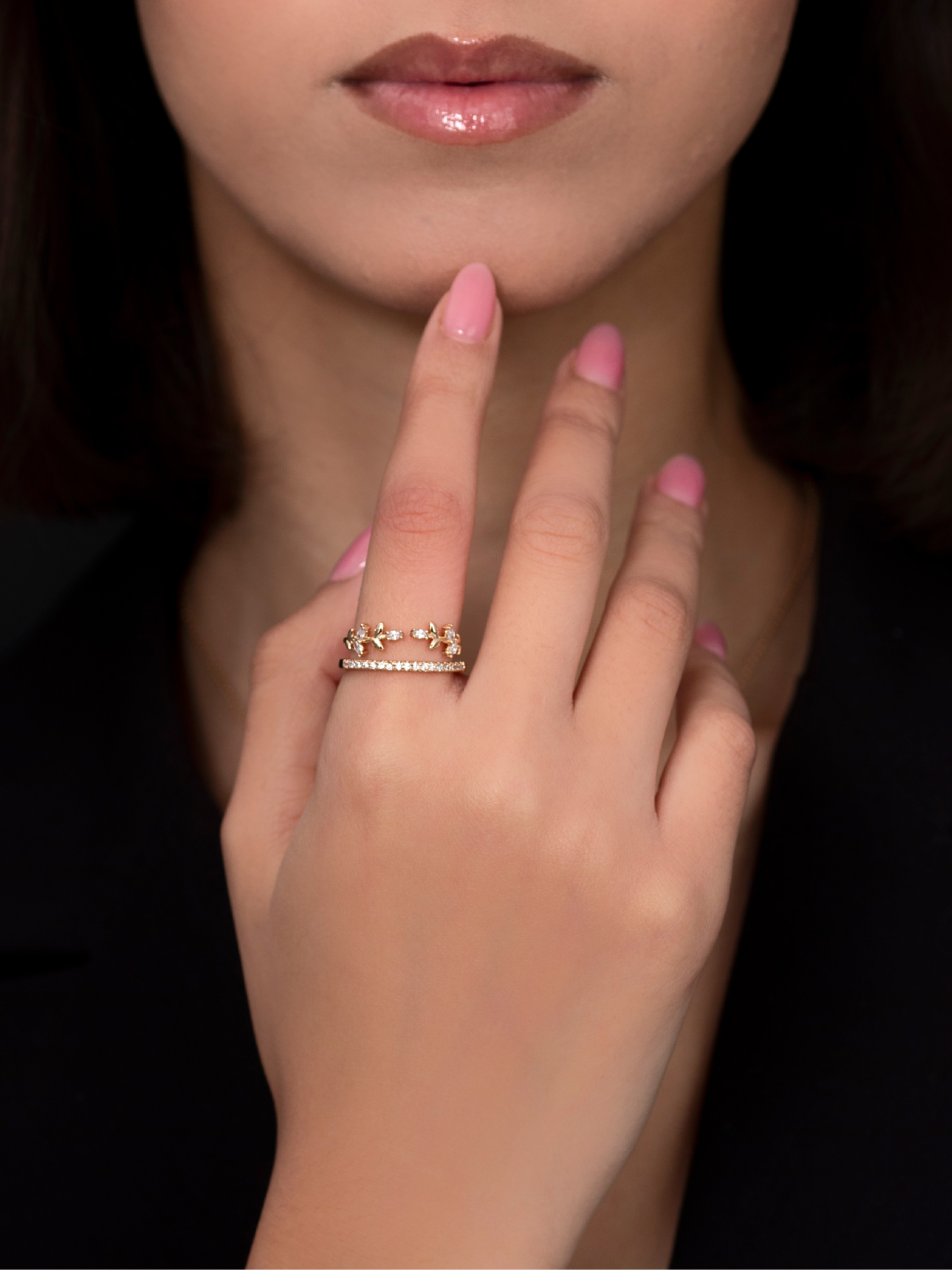 Bague Femme Double Anneau en Zircon