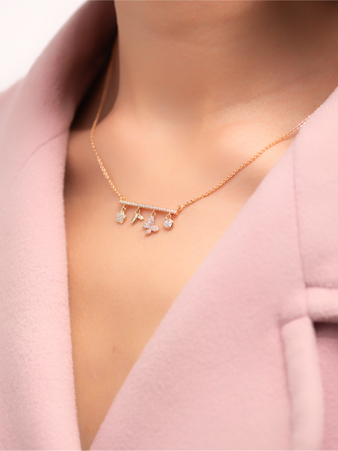 Collier charms tendance doré - Hypoallergénique