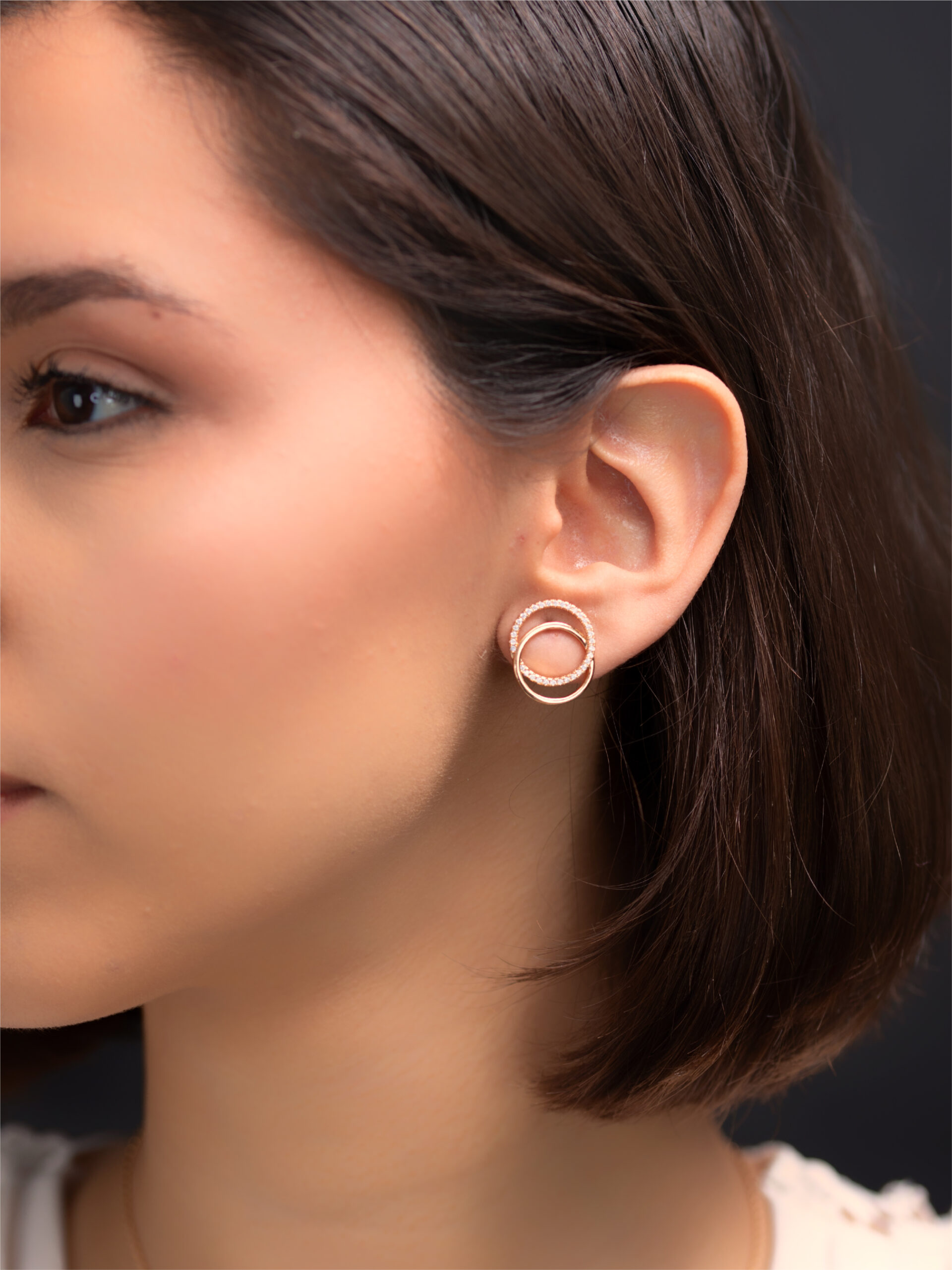 Parure Double Cercle Doré & Cristaux