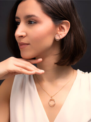 Parure Double Cercle Doré & Cristaux