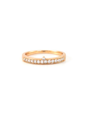 Bague Fine Dorée Ligne Zircon – Femme