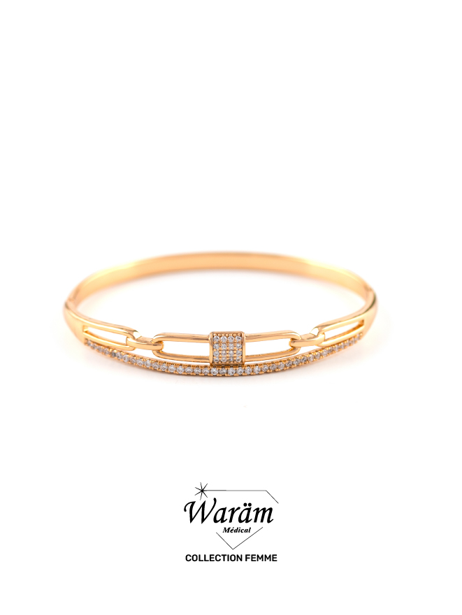 bracelet-dore-chaine-zircon-waram-medical Bracelet Doré Chaîne Zircon