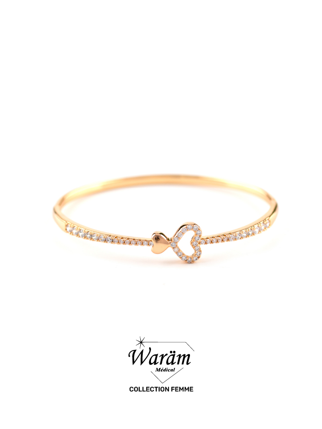 bracelet-dore-coeur-zircon-waram-medical Bracelet Doré Coeur Zircon