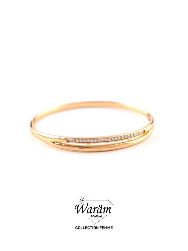 bracelet-dore-double-ligne-zircon-waram-medical Bracelet Doré Double Ligne Zircon