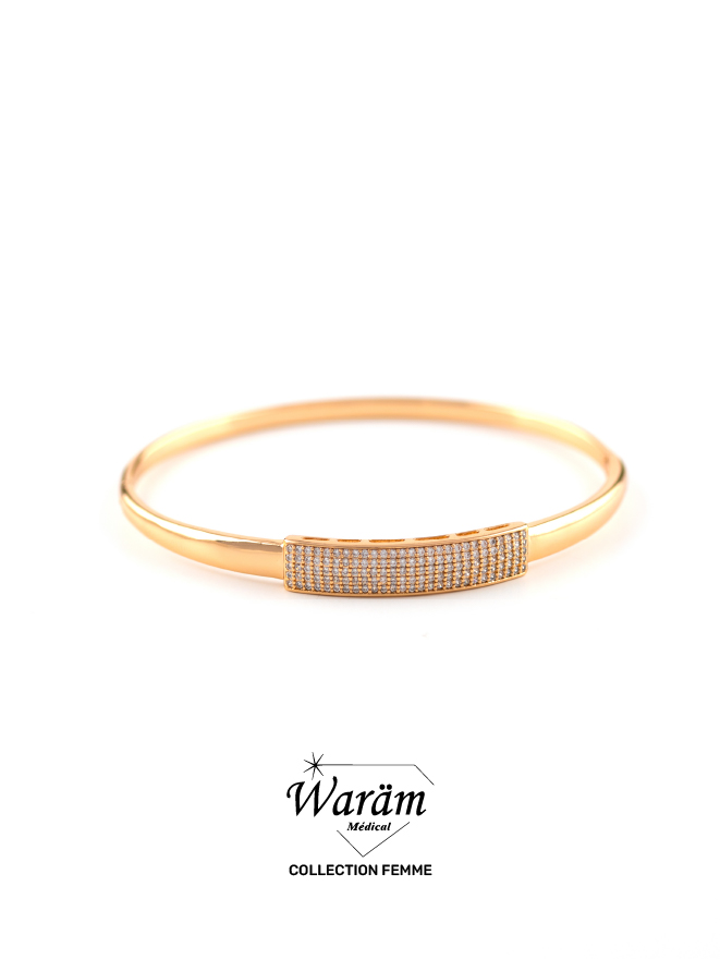 bracelet-dore-pave-zircon-waram-medical Bracelet Doré Pavé Zircon