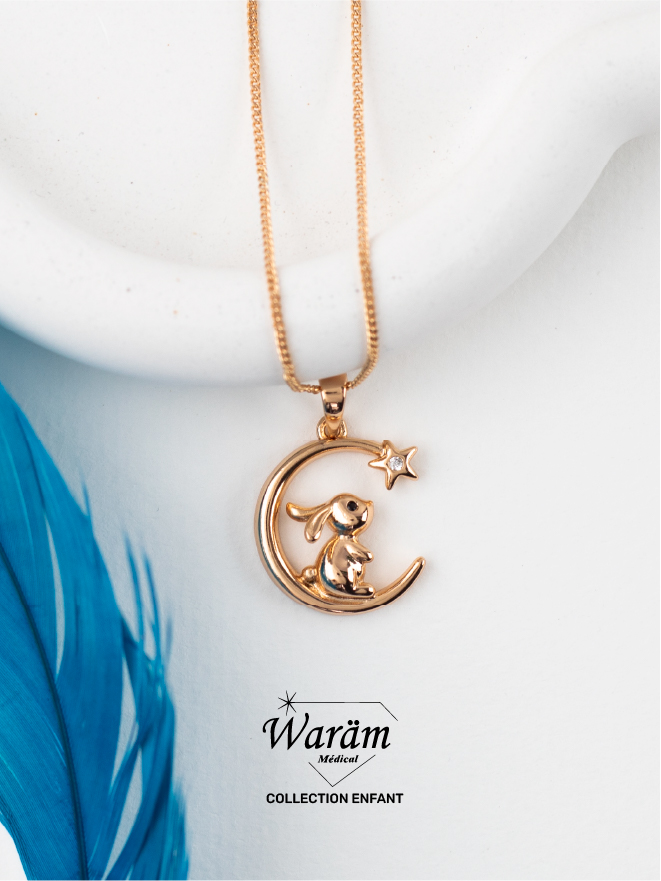 Collier Enfant Lapin Lune– Bijou Enfant Féerique