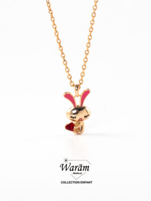 Collier Lapin coeur rouge – Bijou Enfant Mignon