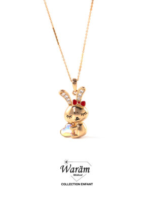 Collier Lapin Doré – Bijou Enfant Ludique