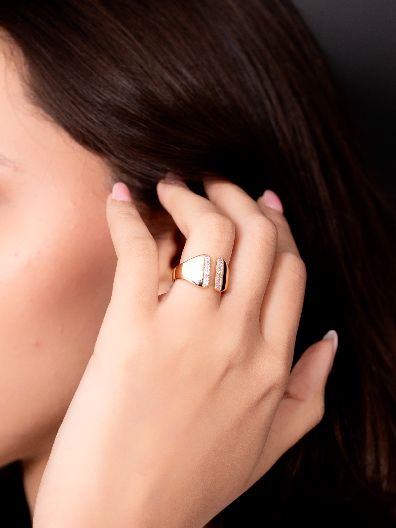 Bague Ouverte Dorée Zircon