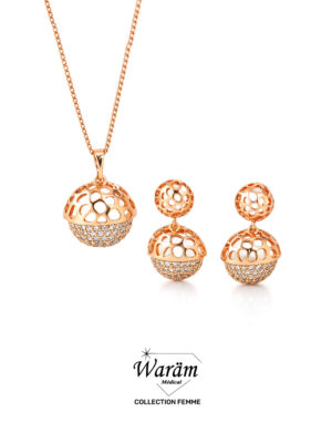 Parure Collier Boucles Sphère Dorée Chic