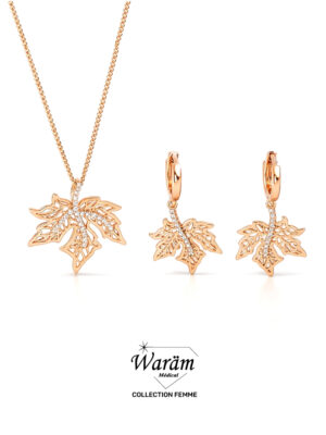 Parure Collier Boucles Feuille Dorée Chic