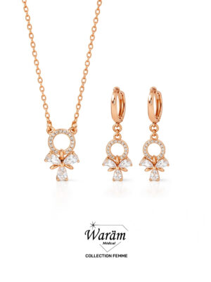 Parure Collier Boucles Nœud Doré Chic