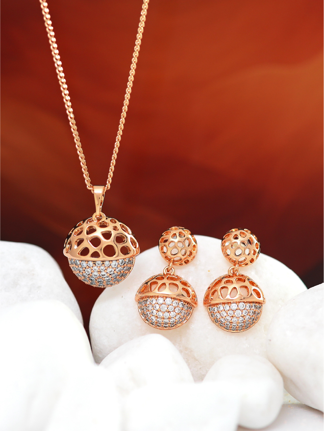 Parure Collier Boucles Sphère Dorée Chic