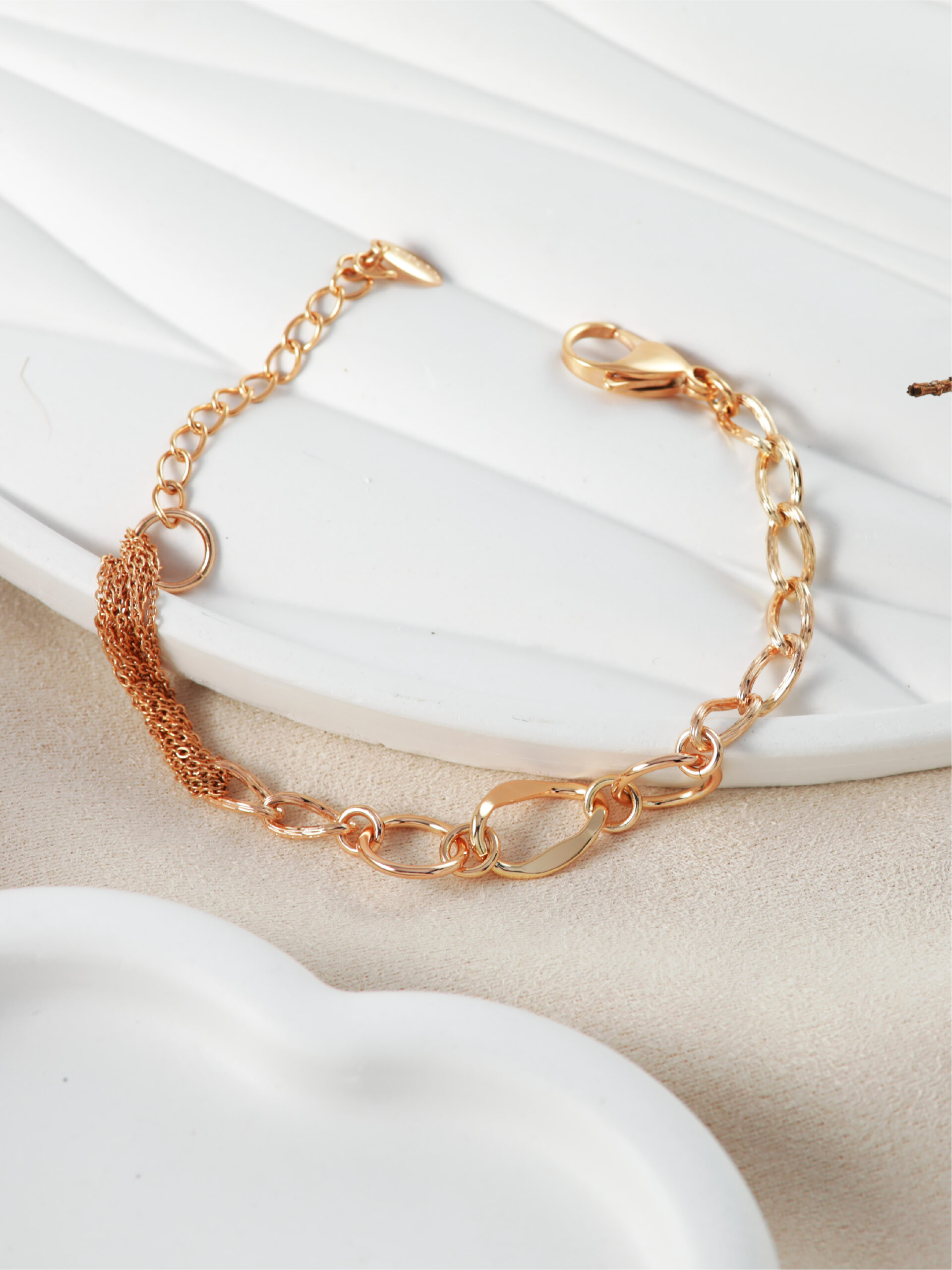 Bracelet Chaîne Anneaux et Maille Fine