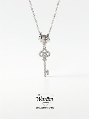 Collier Clé Argentée Zircon