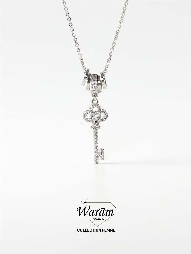 collier-cle-argente-zircon Collier Clé Argentée Zircon