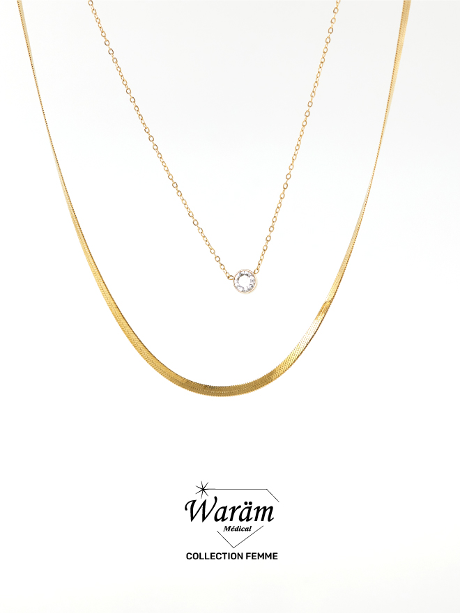 Collier double chaîne doré