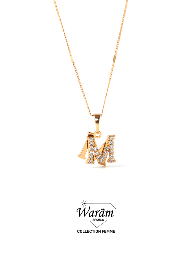 collier-lettre-m-initiale-zircon Collier Lettre M – Pendentif Initiale Zircon