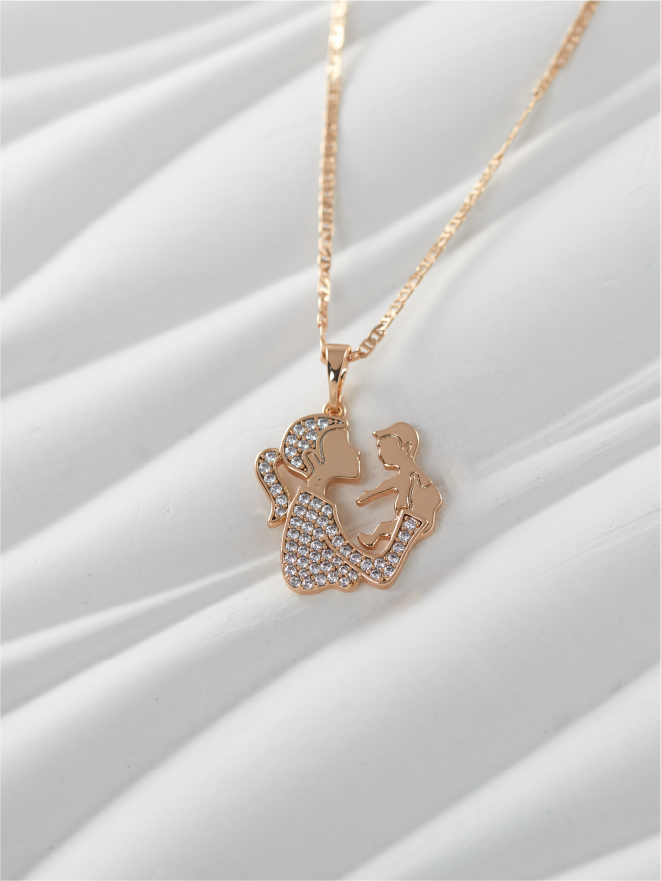 Collier Maman Bébé Zircon Femme
