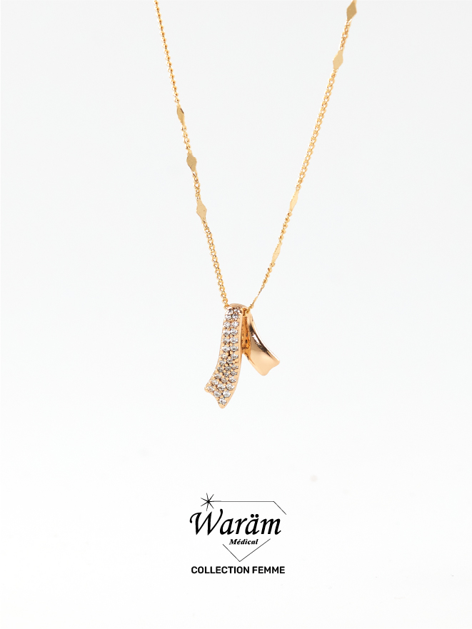 Collier nœud stylisé rosé