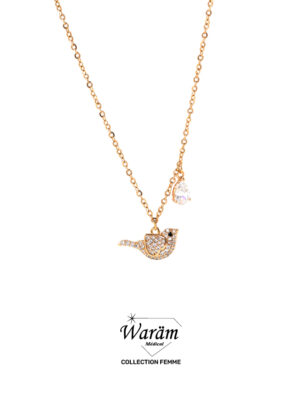 Collier Oiseau-Pendentif Goutte zircon Chic